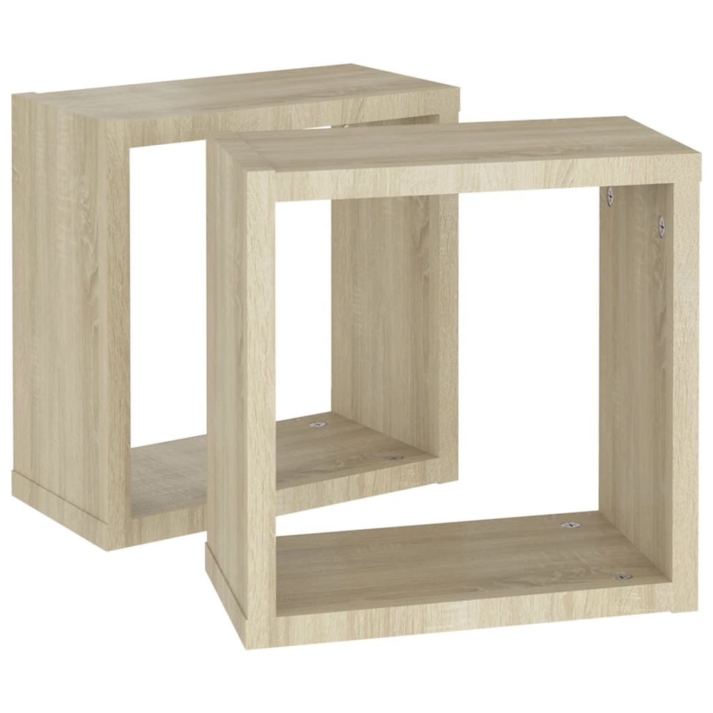 VidaXL Wandschappen kubus 2 st 30x15x30 cm sonoma eikenkleurig