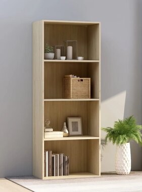 vidaXL Boekenkast 4 schappen 60x30x151,5 cm spaanplaat sonoma eiken