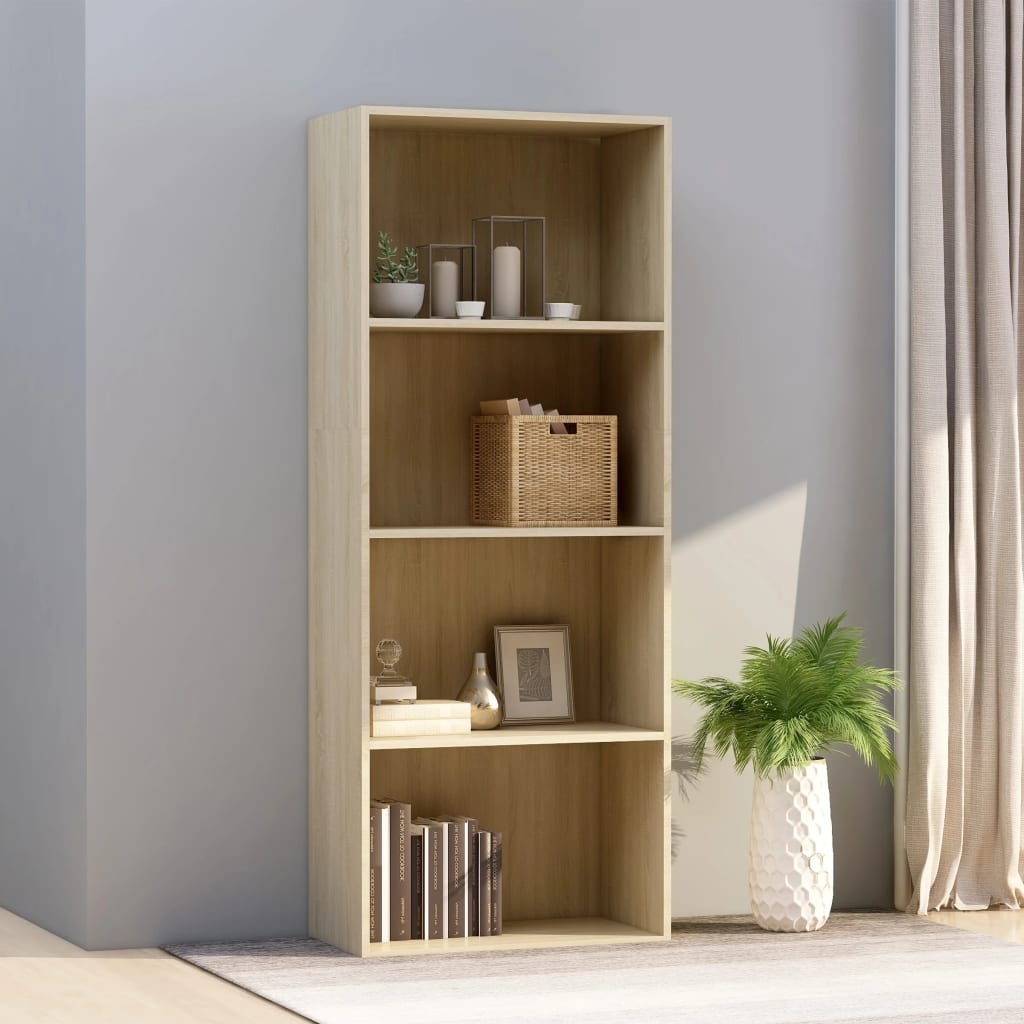 vidaXL Boekenkast 4 schappen 60x30x151,5 cm spaanplaat sonoma eiken