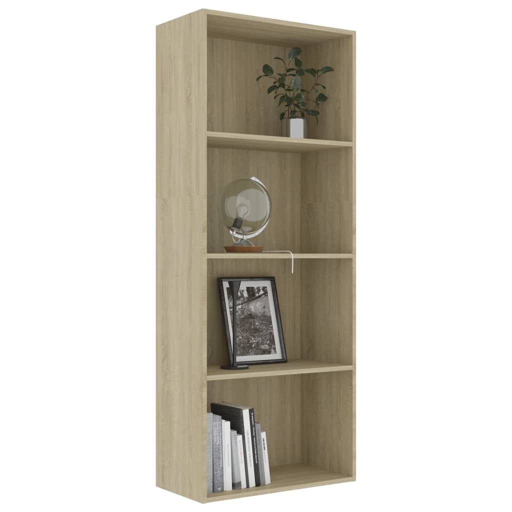 vidaXL Boekenkast 4 schappen 60x30x151,5 cm spaanplaat sonoma eiken