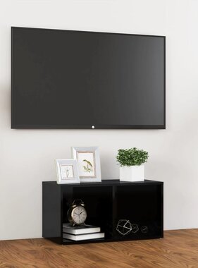 vidaXL Tv-meubel 72x35x36,5 cm spaanplaat hoogglans zwart