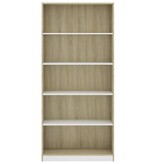 vidaXL Boekenkast met 5 schappen 80x24x175cm bewerkt hout wit en eiken