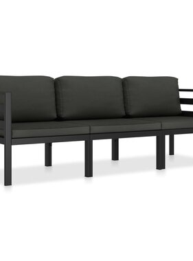 vidaXL 3-delige Loungeset met kussens aluminium antraciet