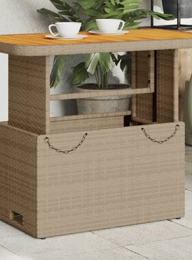 vidaXL Tuintafel 90x55x71 cm poly rattan en acaciahout beige