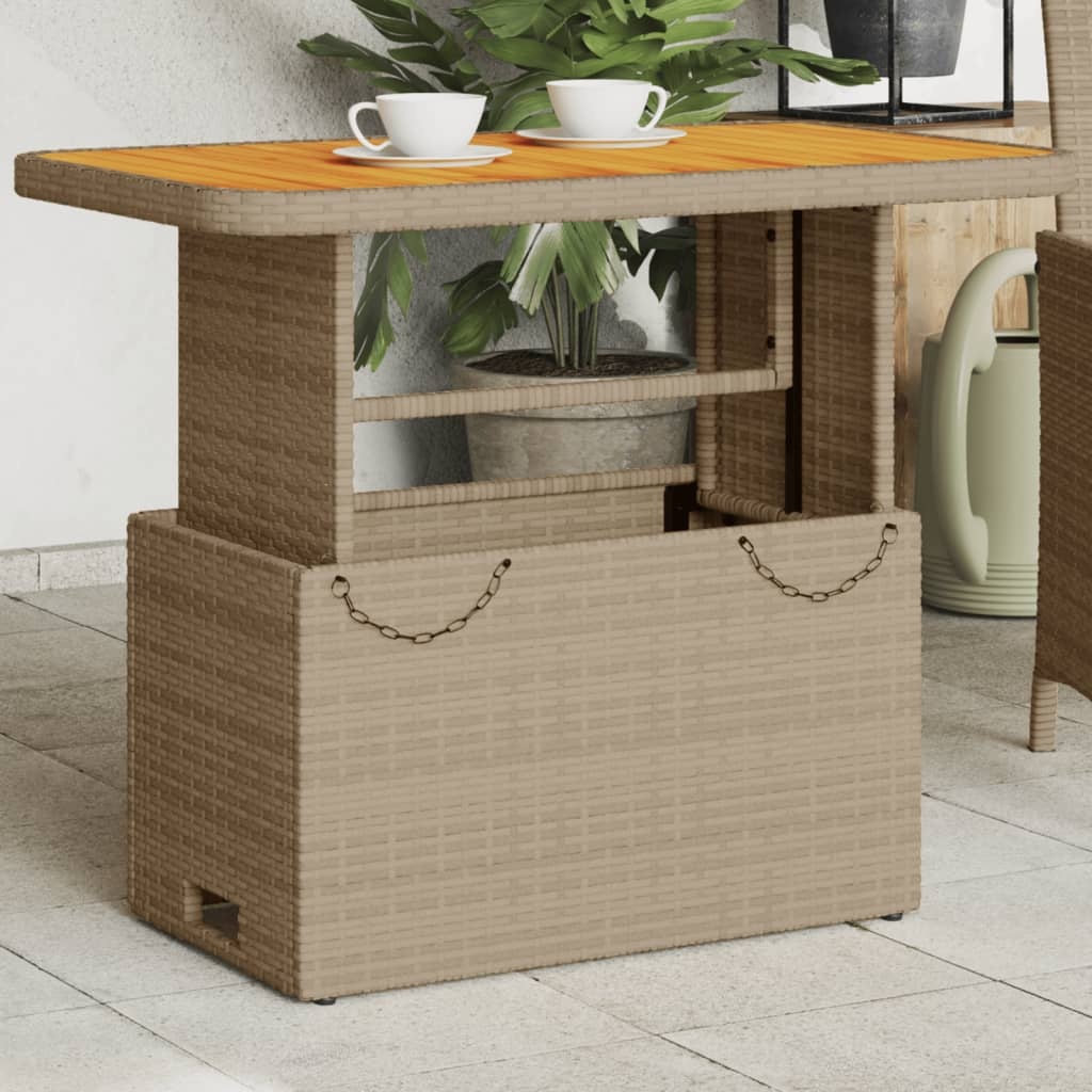 vidaXL Tuintafel 90x55x71 cm poly rattan en acaciahout beige