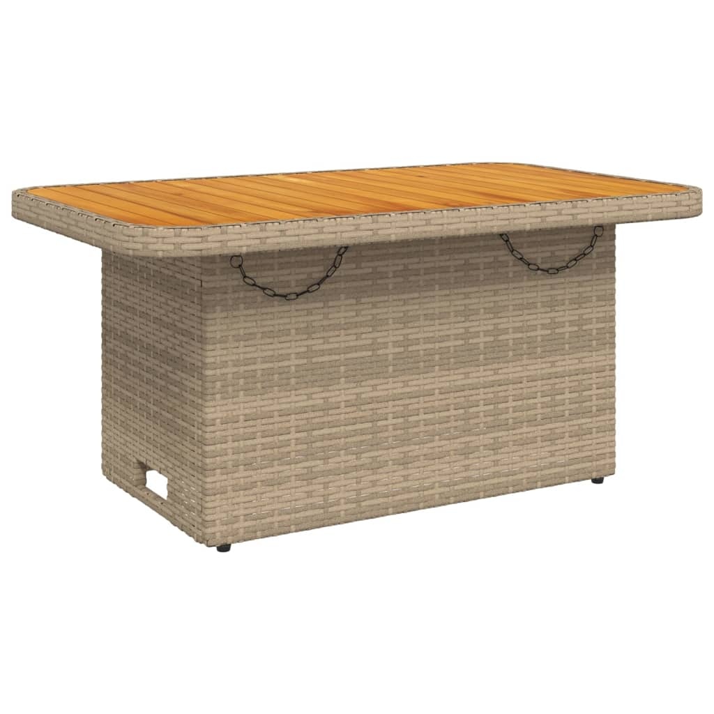 vidaXL Tuintafel 90x55x71 cm poly rattan en acaciahout beige