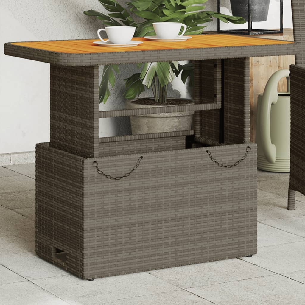 vidaXL Tuintafel 90x55x71 cm poly rattan en acaciahout grijs