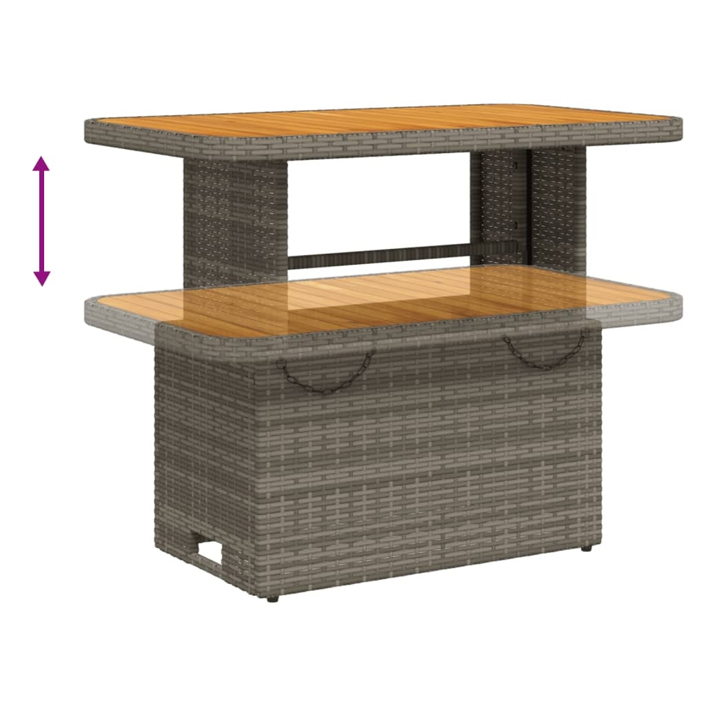 vidaXL Tuintafel 90x55x71 cm poly rattan en acaciahout grijs