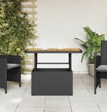 vidaXL Tuintafel 90x55x71 cm poly rattan en massief acaciahout zwart