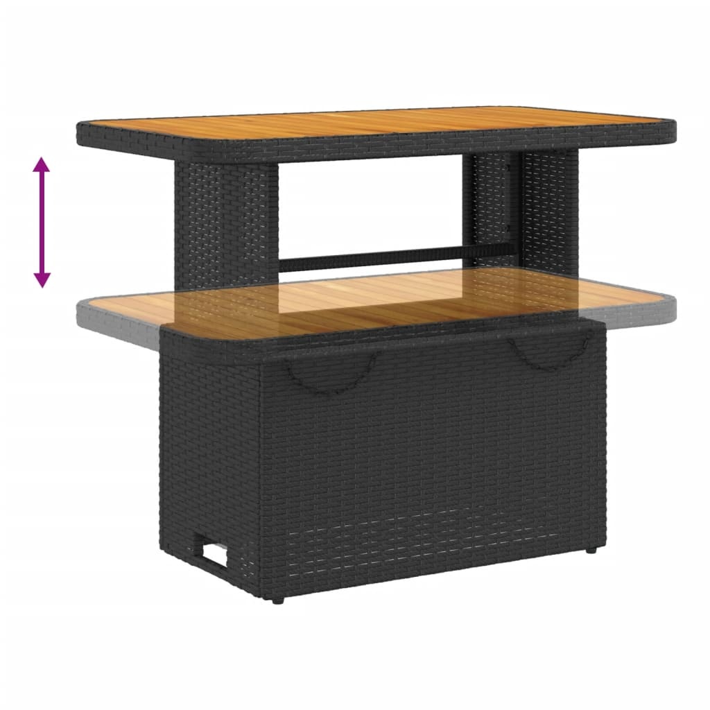 vidaXL Tuintafel 90x55x71 cm poly rattan en massief acaciahout zwart