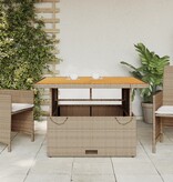 vidaXL Tuintafel 110x110x71 cm poly rattan en acaciahout beige