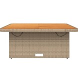 vidaXL Tuintafel 110x110x71 cm poly rattan en acaciahout beige