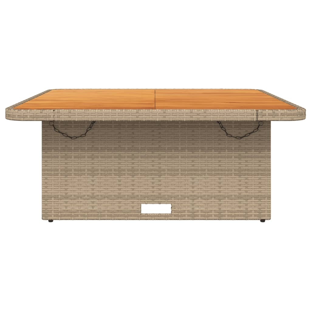 vidaXL Tuintafel 110x110x71 cm poly rattan en acaciahout beige