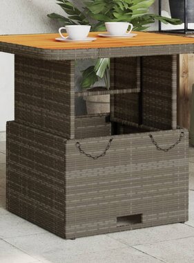 vidaXL Tuintafel 80x80x71 cm poly rattan en acaciahout grijs