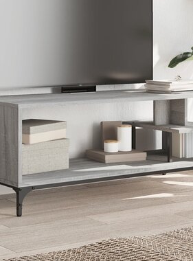 VidaXL Tv-meubel 102x40x41 cm hout en gepoedercoat staal grijs sonoma