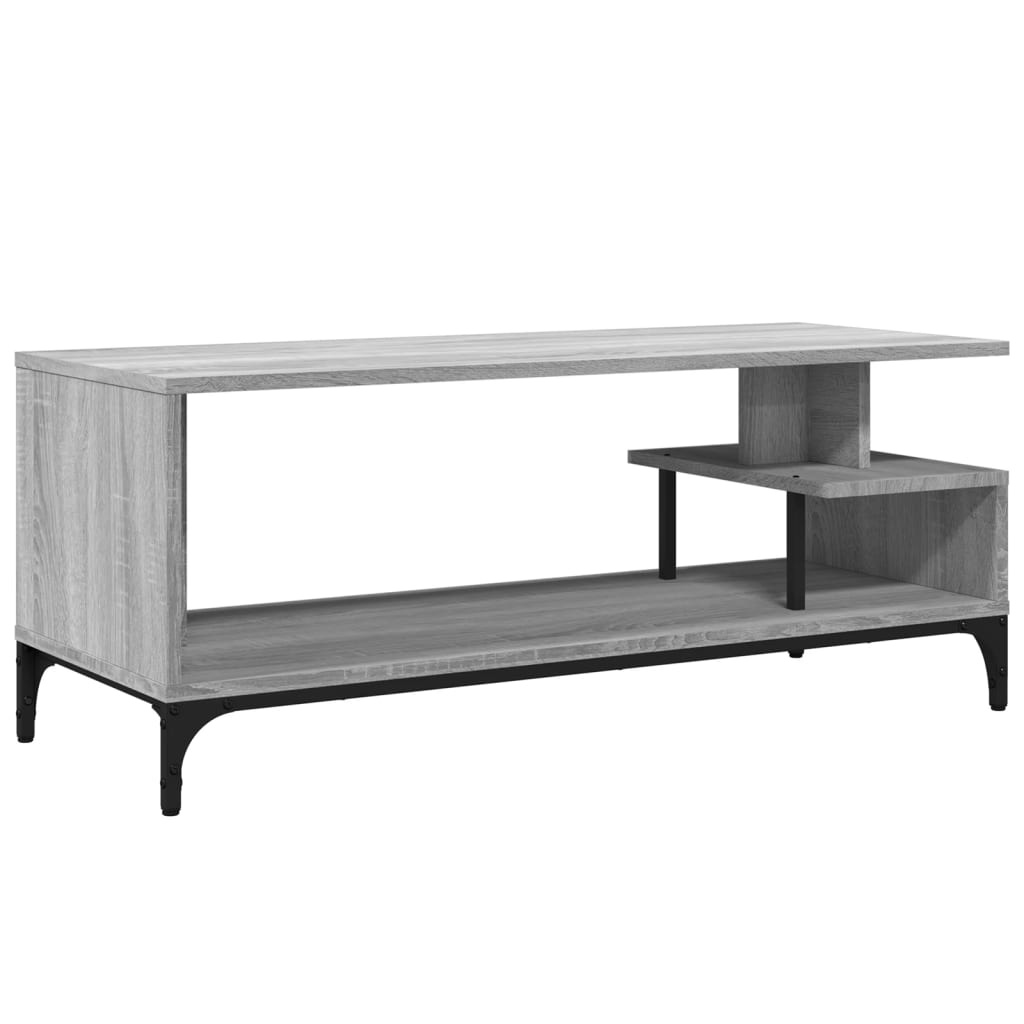 VidaXL Tv-meubel 102x40x41 cm hout en gepoedercoat staal grijs sonoma
