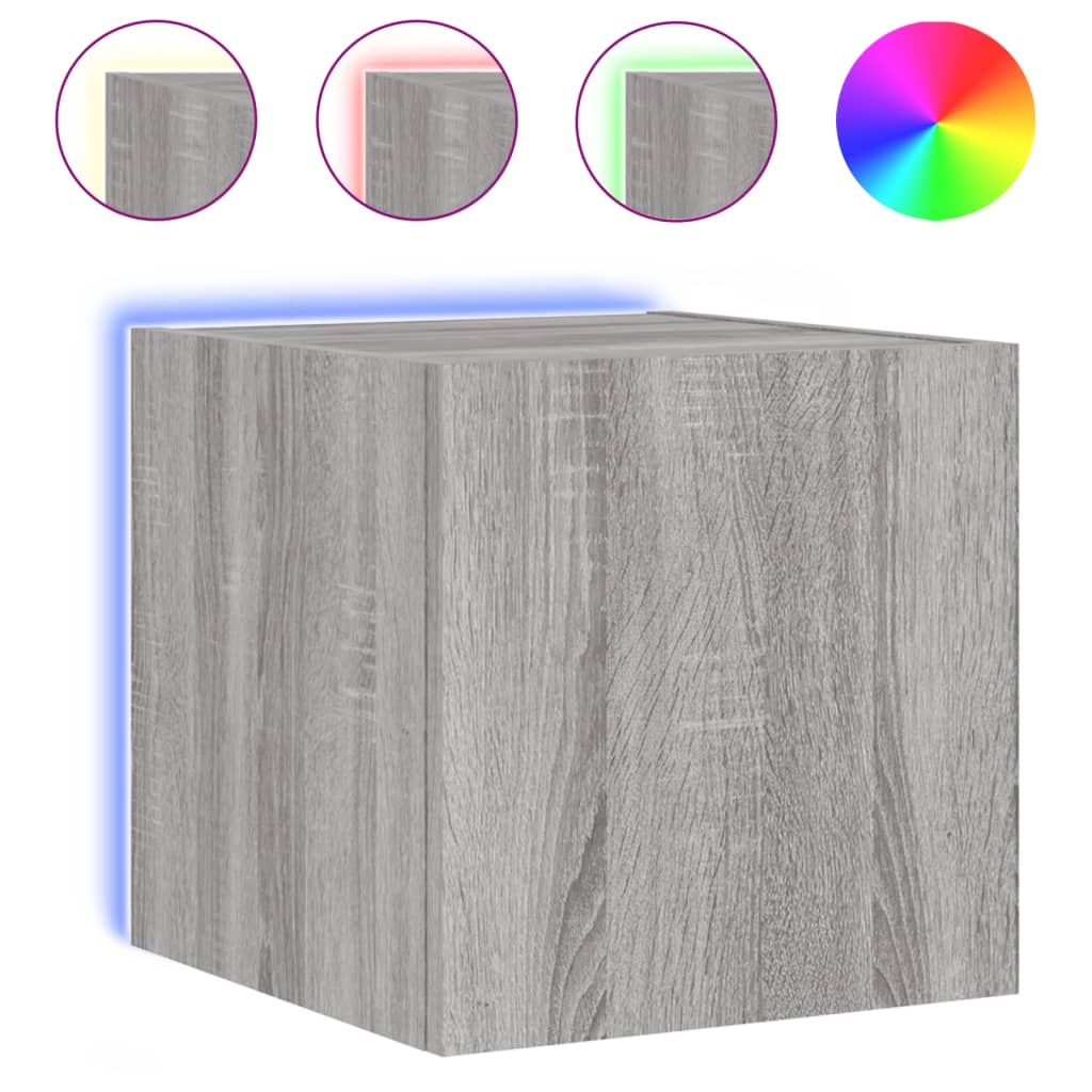VidaXL Tv-wandmeubel met LED-verlichting 30,5x35x30 cm grijs sonoma