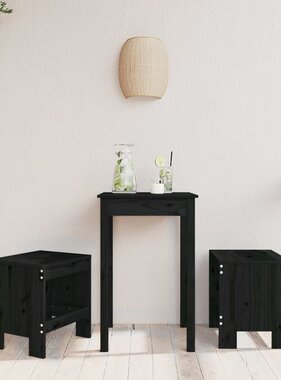 VidaXL Barkrukken 2 st 40x36x45 cm massief grenenhout zwart