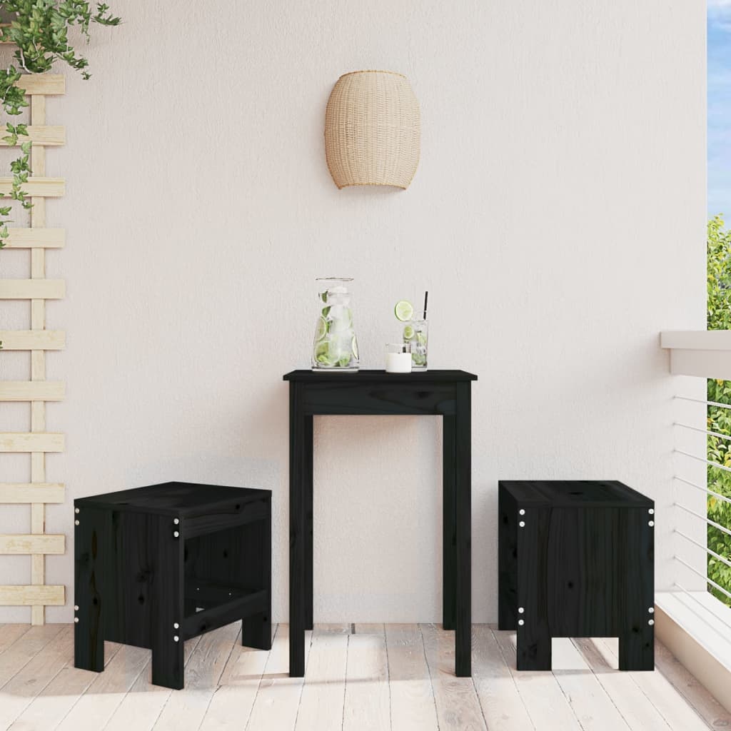 VidaXL Barkrukken 2 st 40x36x45 cm massief grenenhout zwart