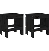 VidaXL Barkrukken 2 st 40x36x45 cm massief grenenhout zwart