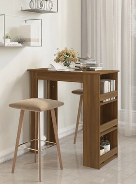 VidaXL Bartafel met opbergrek 102x50x103,5 cm spaanplaat bruineiken