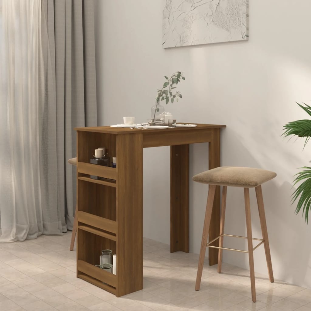VidaXL Bartafel met opbergrek 102x50x103,5 cm spaanplaat bruineiken