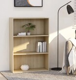 vidaXL Boekenkast 3 schappen 80x30x114 cm spaanplaat sonoma eikenkleur