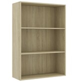 vidaXL Boekenkast 3 schappen 80x30x114 cm spaanplaat sonoma eikenkleur