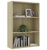 vidaXL Boekenkast 3 schappen 80x30x114 cm spaanplaat sonoma eikenkleur