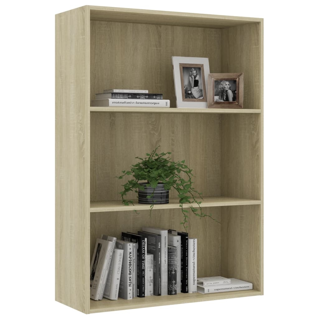 vidaXL Boekenkast 3 schappen 80x30x114 cm spaanplaat sonoma eikenkleur