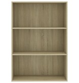 vidaXL Boekenkast 3 schappen 80x30x114 cm spaanplaat sonoma eikenkleur