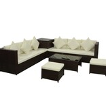 vidaXL 8-delige Loungeset met kussens poly rattan bruin