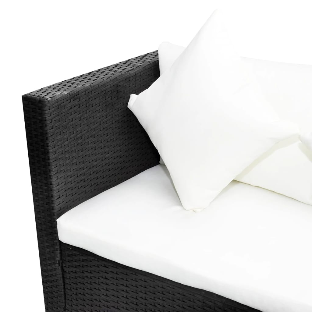 VidaXL 4-delige Loungeset met kussens poly rattan zwart