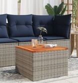 vidaXL Tuintafel 55x55x37 cm poly rattan en acaciahout grijs