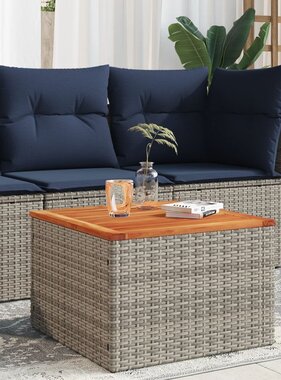 vidaXL Tuintafel 55x55x37 cm poly rattan en acaciahout grijs