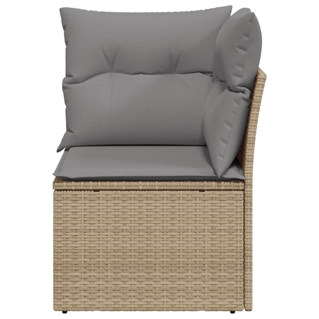 vidaXL Tuinhoekbank met kussens poly rattan beige