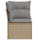 vidaXL Tuinhoekbank met kussens poly rattan beige