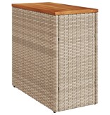 vidaXL Tuinbijzettafel met houten blad 58x27,5x55 cm poly rattan beige