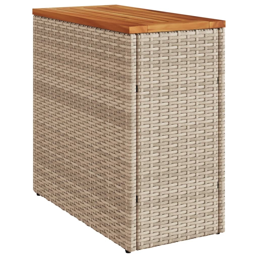 vidaXL Tuinbijzettafel met houten blad 58x27,5x55 cm poly rattan beige