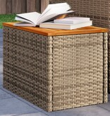 vidaXL Tuinbijzettafels 2 st 55x34x37 cm poly rattan en hout beige