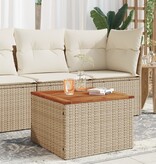 vidaXL Tuintafel 55x55x37 cm poly rattan en acaciahout beige