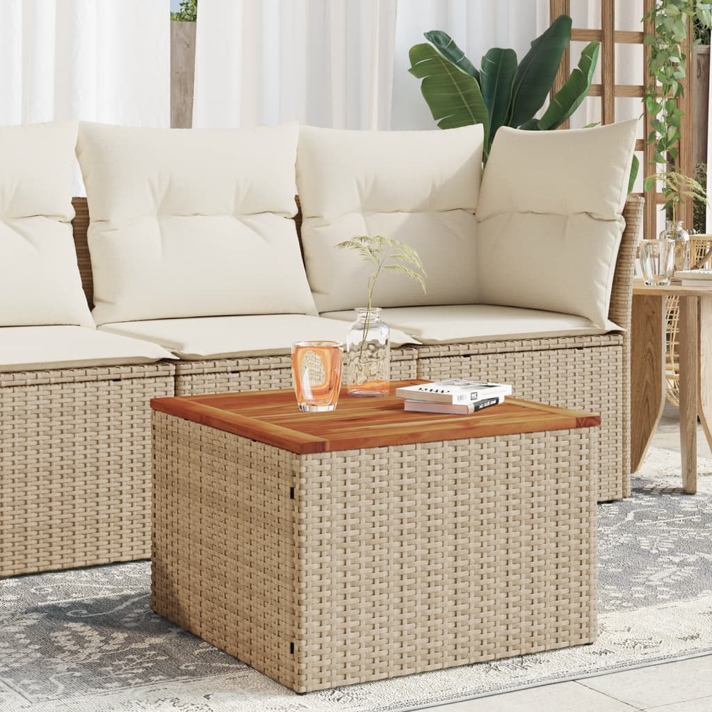 vidaXL Tuintafel 55x55x37 cm poly rattan en acaciahout beige