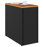 vidaXL Tuinbijzettafel met houten blad 58x27,5x55 cm poly rattan zwart