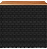 vidaXL Tuinbijzettafel met houten blad 58x27,5x55 cm poly rattan zwart
