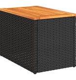 vidaXL Tuinbijzettafels 2 st 55x34x37 cm hout poly rattan zwart