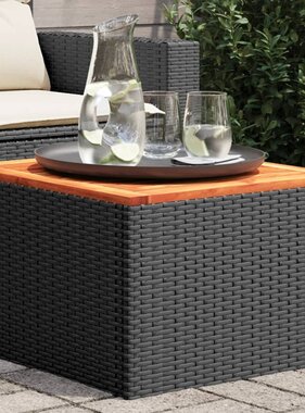 vidaXL Tuintafel 55x55x37 cm poly rattan en acaciahout zwart