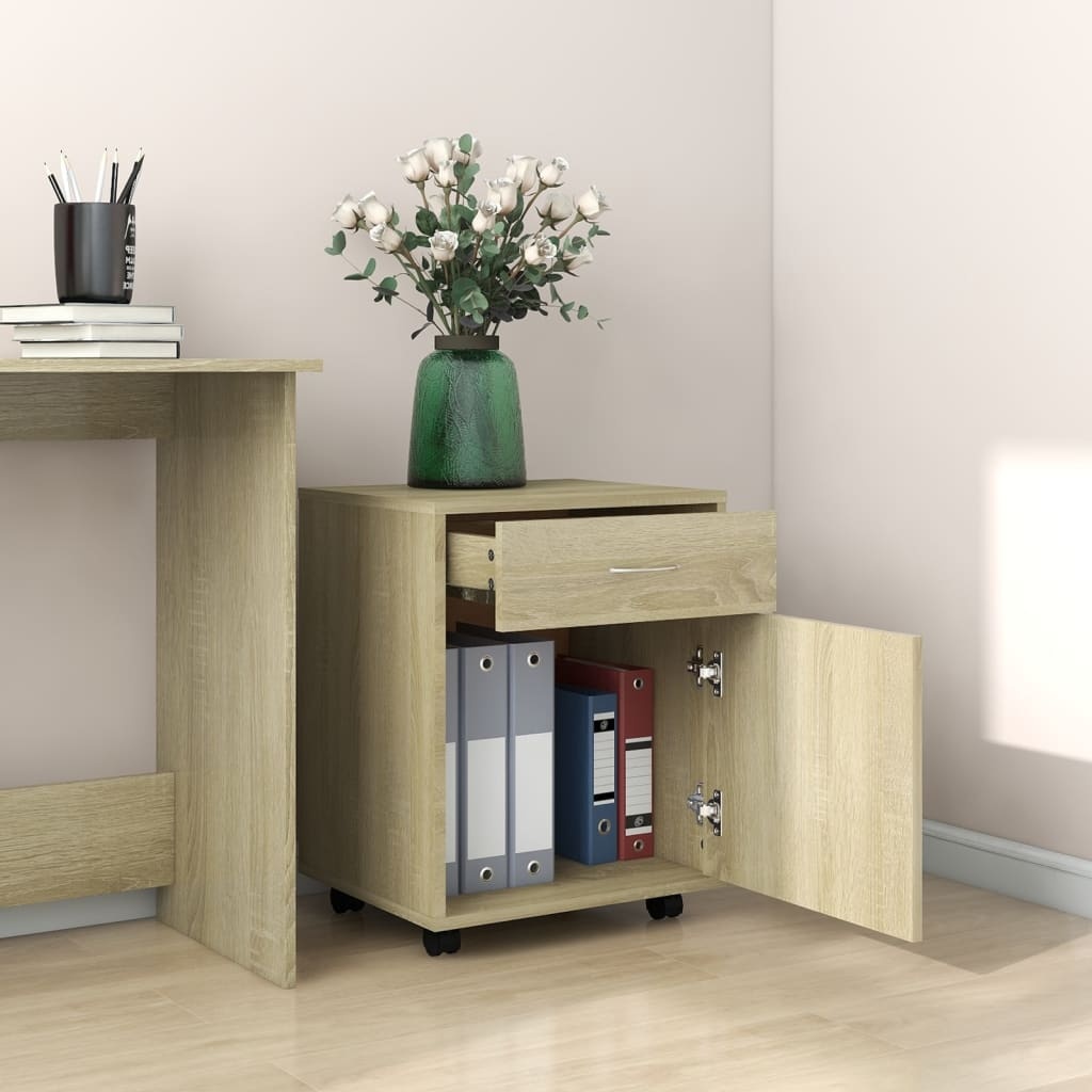 VidaXL Kast verrijdbaar 45x38x54 cm spaanplaat sonoma eikenkleurig