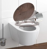 vidaXL Toiletbril soft-close DARK WOOD MDF