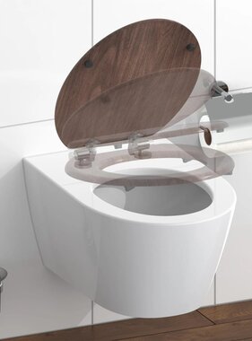 vidaXL Toiletbril soft-close DARK WOOD MDF