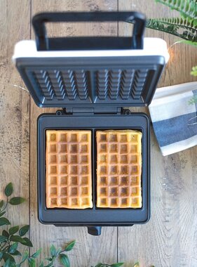 vidaXL Wafelijzer met regelbare thermostaat 1200 W wit